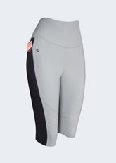 Leggings Corto Con Bolsillos Gris Claro Negro