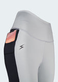 Leggings Corto Con Bolsillos Gris Claro Negro
