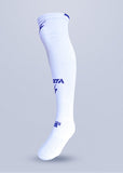 Medias Fútbol 1 Par Blanco Azul Oscuro, Niño