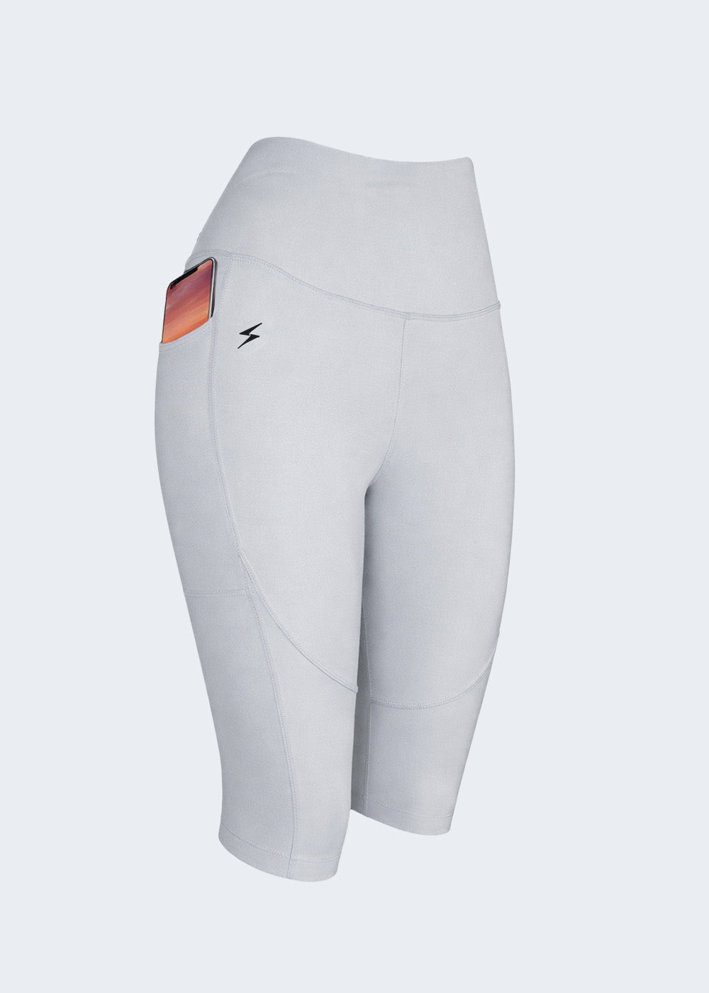 Leggings Corto Con Bolsillos Gris Claro