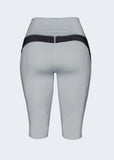 Leggings Corto Con Bolsillos Gris Claro Negro