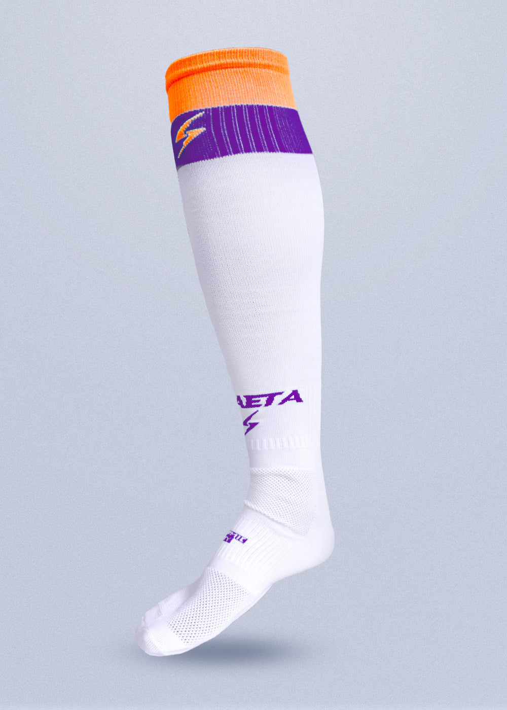 Medias Nylon Fútbol Blanco Naranja Morado